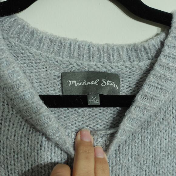 Michael Stars Womens Knit Pullover Sweater Side Slit Striped Gray White Size XS - Picture 2 of 7